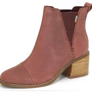 TOMS Womens Esme Red Leather Chelsea Boots - Burnt Henna
